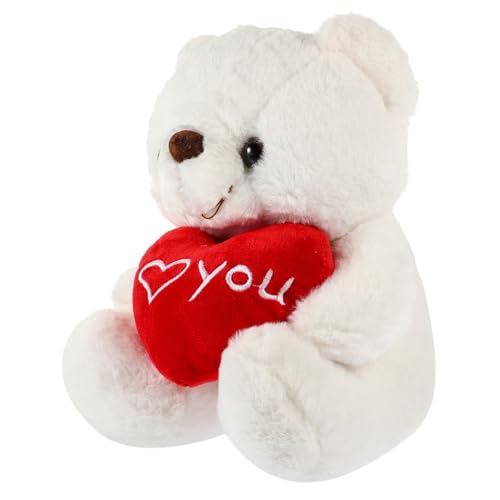 Parliky Plüschbär mit Herz Valentinstag Kuscheltier Weiches Stofftier Geschenk für Freundin Freund Kuschelbär Weiß Flauschiger Teddybär Kuscheltier als Schlafbegleiter und Dekoration von Parliky