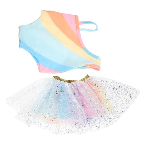 Parliky Puppenkleid Pastellfarben Tüllrock mit Regenbogen Fransen Weicher Komfortabler Puppentanzrock für Mädchenpuppen Einfaches Anziehen Vielseitig für Partys und Spiel von Parliky