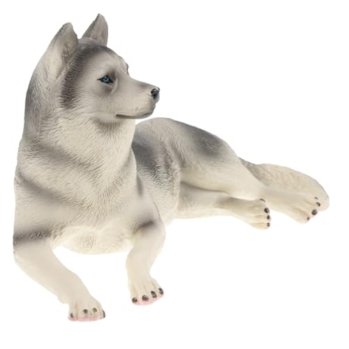 Parliky Realistische Husky Hundefigur aus Kunststoff Lebensechtes Simulationsmodell für Kinderkognition und Wohnungsdekoration Langlebige Tierfigur für Schreibtisch Klassenzimmer und von Parliky