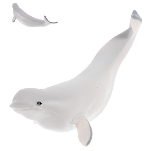 Parliky Realistische Simulation Weißer Wal Figur Meerestiere Modell Plastik Dekoration Lernspielzeug für Jungen Mädchen Meeresszene von Parliky