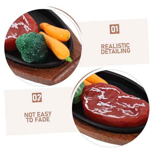 Parliky Realistisches Miniatur Steak Modell Detailgetreues Fake Food für Puppenhaus Spielküche und Dekoration Kompaktes Design Tragbar als Miniatur küchenzubehör von Parliky
