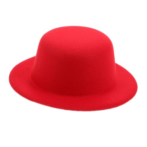 Parliky Rotes Mini Fascinator Hut für Puppen Kleine Lolita Filzhut Modischer DIY Bastelhut Vielseitig für Haar Puppenzubehör Klassische Vintage Handarbeit von Parliky