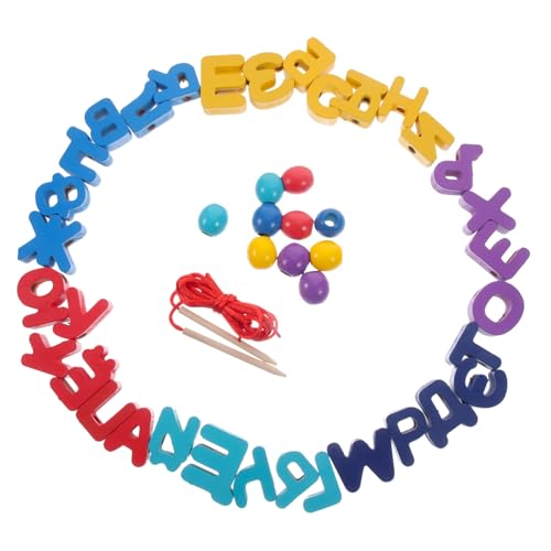 Parliky Russisches Alphabet Holzspielzeug Lernspielzeug Motorikfördernd für Ab Jahren Bunte Buchstaben Beading Puzzle DIY Holzklötze Lernspielzeug von Parliky