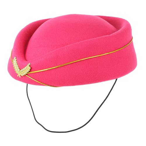 Parliky Stewardess Mütze Filzhut Damen Cosplay Hut für Stewardessen Kostüm Party Modeaccessoire Elegant Leicht zu Tragen für Besondere Anlässe und Shows von Parliky