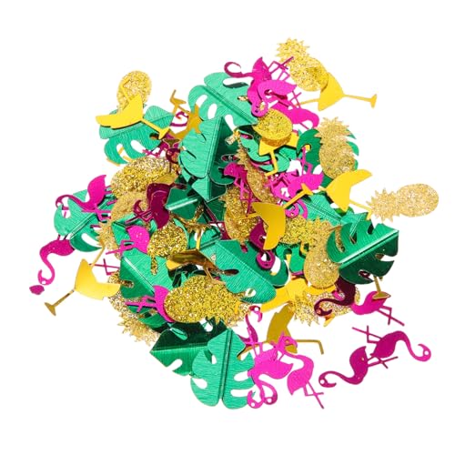 Parliky Tropical Party Konfetti mit Flamingo Ananas Monstera Blättern Buntes Plastik Streukonfetti für Tischdeko Sommer Beach Party Hawaii Stil Glänzend und Vielseitig für Feier und von Parliky