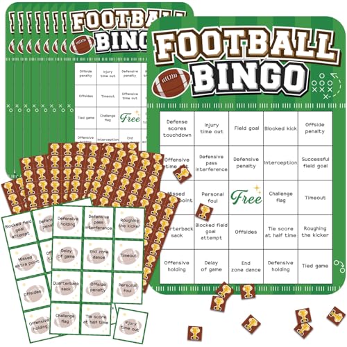 Fußball-Bingo-Spiel, Fußball-Party-Spiele, Fußball-Bingo-Karte für Erwachsene, Fußball-Partygeschenke, 20 Spieler, Fußball-Bingo-Karten, Fußball-Geburtstagsparty-Zubehör von Partico