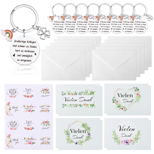 Partideal 8 Set Abschiedsgeschenk für Kollegen Kolleginnen inklusive 8 Glücksbringer Schlüsselanhänger 8 Dankeskarten und 8 Weiße Umschläge Partideal 8 Set Abschiedsgeschenk für Kollegen Kolleginnen inklusive 8 Glücksbringer Schlüsselanhänger 8 Dankeskarten und 8 Weiße Umschläge von Partideal