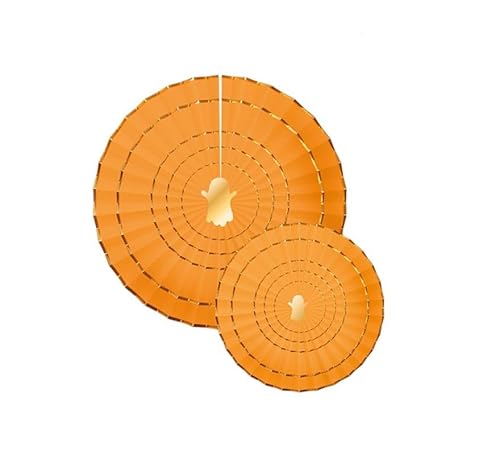 2er-Pack Papierfächer für Halloween, orange, 20 und 30 cm von Partilandia