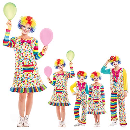Partilandia Clown-Kostüm für Damen, gepunktet und gestreift, Größe L, Größe L, Kostüm für Damen, Karneval, Beruf, Zirkus, Clown, Aufführungen, Festivals, Theater von Partilandia