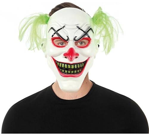 Clown-Maske mit grünen Haaren aus Kunststoff von Partilandia