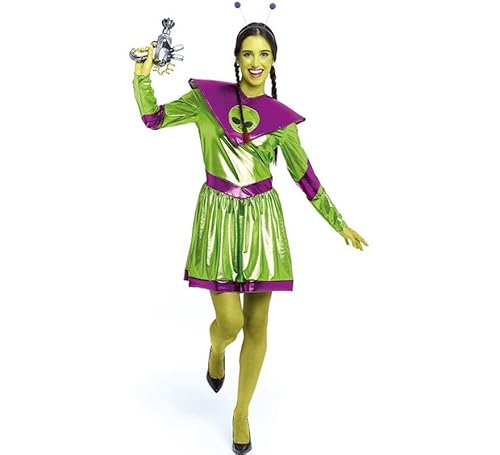 Partilandia Alien-Kostüm, Grün und Lila, für Damen, Größe L von Partilandia