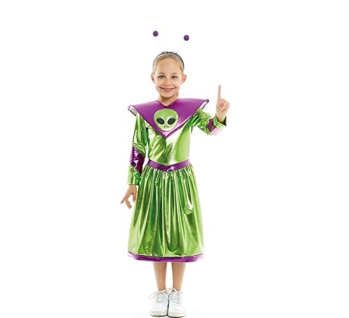 Partilandia Alien-Kostüm, Grün und Lila, für Mädchen, 10-12 Jahre von Partilandia