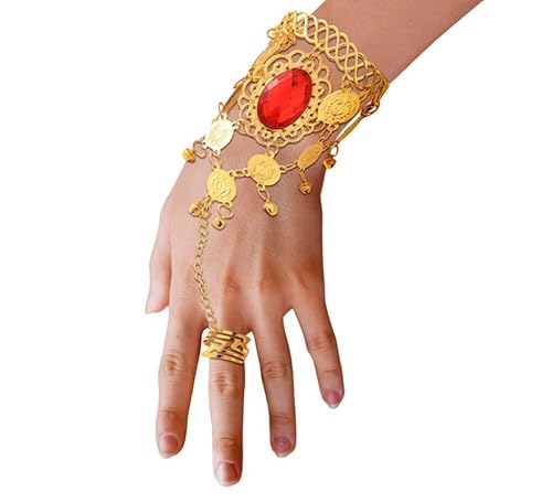 Partilandia Arabisches Armband mit rotem Stein mit Ring (Einheitsgröße) von Partilandia