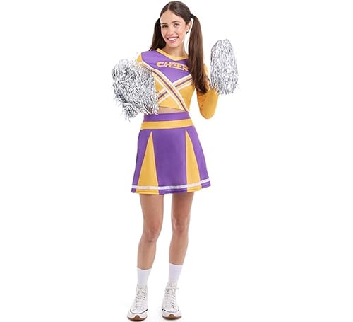 Partilandia Cheerleader-Kostüm für Damen, Violett, Größe S Partilandia Cheerleader-Kostüm für Damen, Violett, Größe S von Partilandia