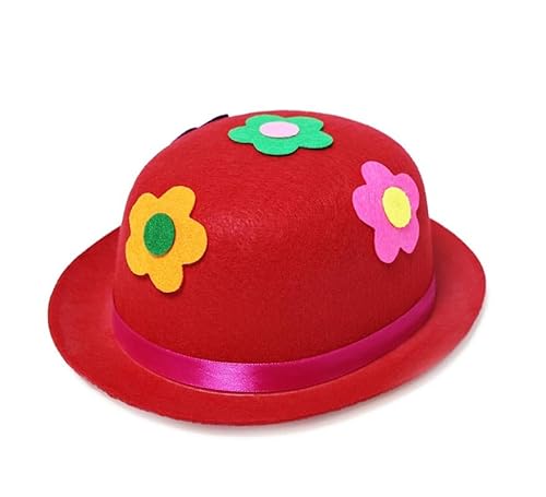 Partilandia Clown-Zylinder mit Filzblumen für Erwachsene (Einheitsgröße) von Partilandia