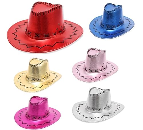 Partilandia Cowboyhut für Erwachsene in verschiedenen Metallicfarben, Blau von Partilandia