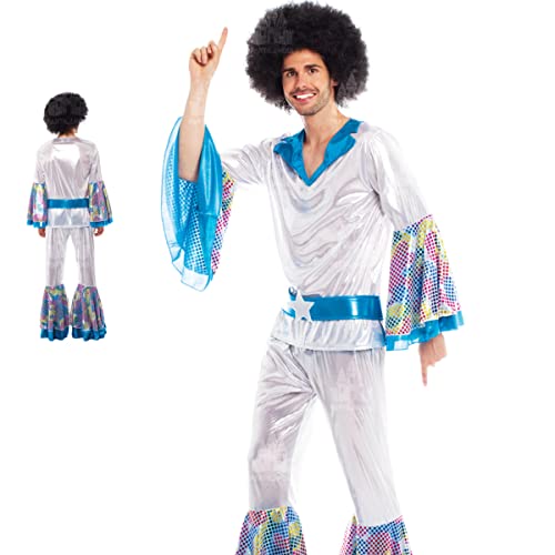 Partilandia Disco-Kostüm für Herren, 70 Jahre, Erwachsenengröße S bis L: [Größe S] 【Bluse für Herren, Karneval von Partilandia