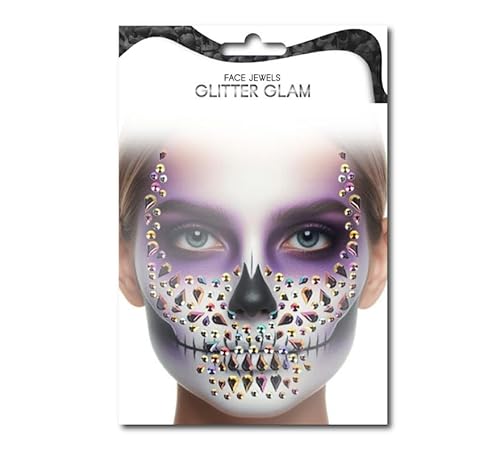 Partilandia Fashion Totenkopf lila Gesichtssteine von Partilandia