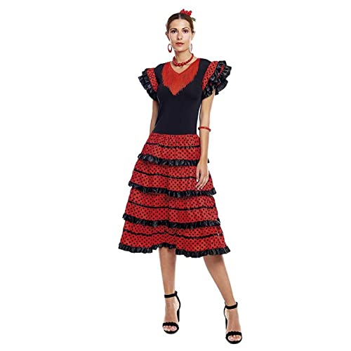 Partilandia Flamenco-Kleid für Damen, Schwarz, Größe S bis XXL; Größe M] Kostüm Sevillana Flamenco Rüschen Messe April Sevilla Tanz von Partilandia