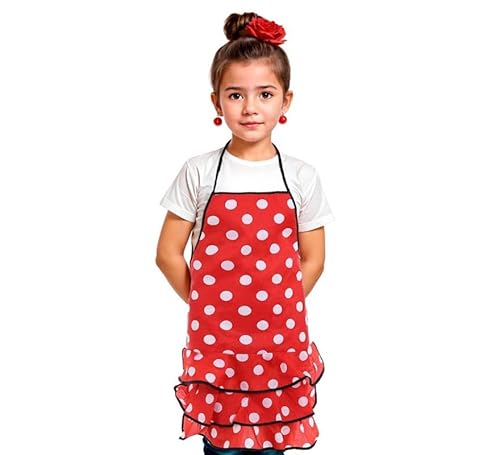 Partilandia Flamenco-Schürze mit weißen Punkten für Kinder (Einheitsgröße) von Partilandia