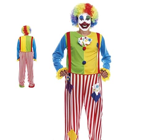 Partilandia Gestreiftes Regenbogen-Clown-Kostüm für Herren, Größe L von Partilandia
