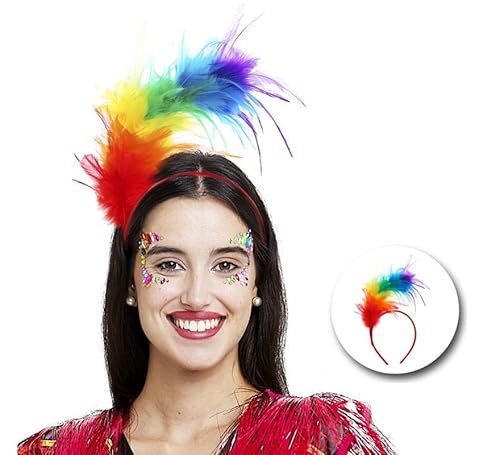 Partilandia Haarreif mit Federn, Regenbogen (Einheitsgröße) von Partilandia