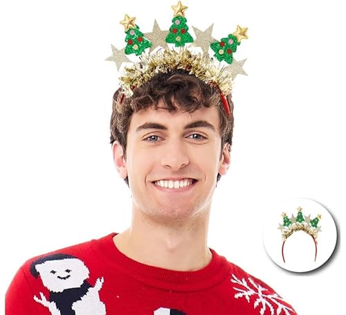 Partilandia Haarreif mit Weihnachtsbäumen und goldenen Sternen von Partilandia