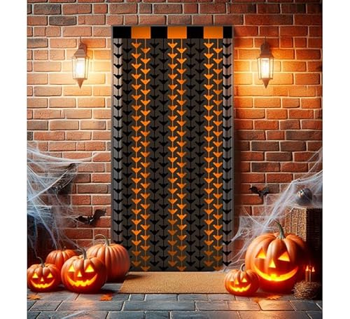 Partilandia Halloween-Vorhang Fledermaus, schwarz und orange, 1 x 2 m von Partilandia