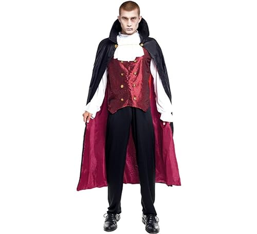 Partilandia Klassisches Vampir-Kostüm für Herren, langer Umhang, Größe M von Partilandia