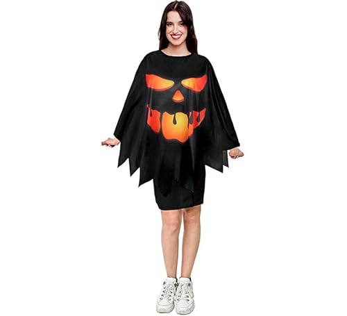 Partilandia Kostüm oder Poncho, Kürbis, schwarz, für Erwachsene, 75 cm (Universalgröße, Erwachsene) von Partilandia