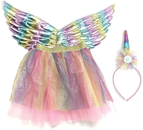 Partilandia Mehrfarbiges Einhorn-Set für Kinder: Tutu, Flügel und Haarband Partilandia Mehrfarbiges Einhorn-Set für Kinder: Tutu, Flügel und Haarband von Partilandia