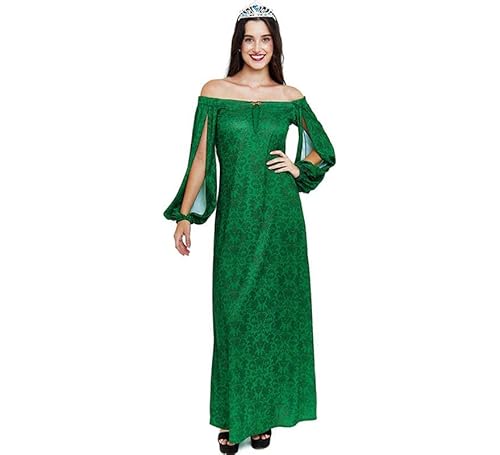 Partilandia Mittelalterliches Damenkleid grün bedruckt für Damen, Größe M von Partilandia