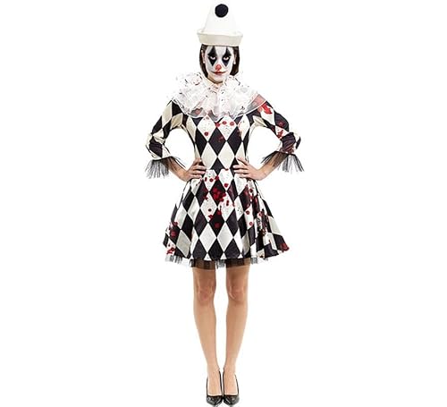 Partilandia Pierrot Clown-Kostüm mit Mütze für Damen (Größe M) von Partilandia