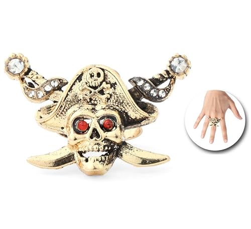 Partilandia Piratenring mit Totenkopf und Schwertern (Einheitsgröße) von Partilandia