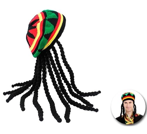 Partilandia Rastafari-Kappe mit Rasta-Haar (Einheitsgröße) von Partilandia
