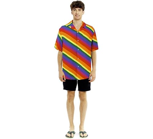 Partilandia Regenbogen-Hemd für Herren (Größe S) von Partilandia