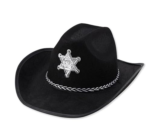 Partilandia Schwarzer Sheriff-Hut mit Erwachsenen-Plakette (Einheitsgröße) von Partilandia