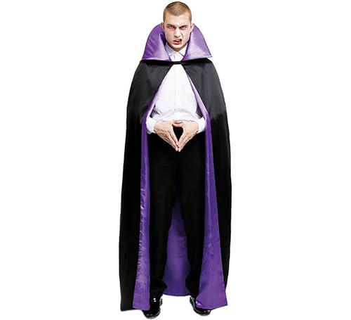 Partilandia Schwarzer Vampirumhang mit violettem Kragen, für Erwachsene, 180 cm von Partilandia