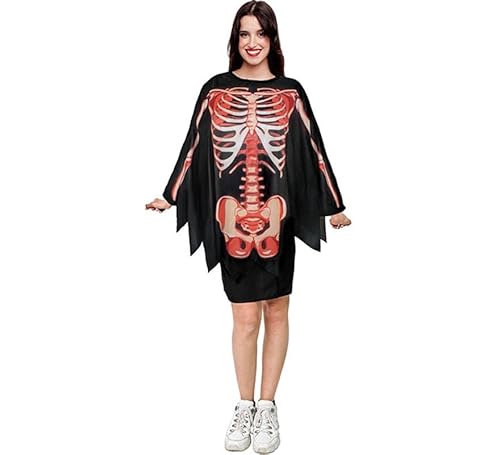 Partilandia Skelett-Kostüm oder Poncho mit Muskeln für Erwachsene, 75 cm (Universalgröße für Erwachsene) von Partilandia