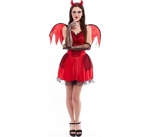 Partilandia Teufelskostüm kurzes rotes Kleid für Damen Gr. M von Partilandia