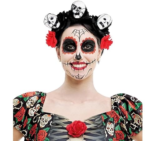 Partilandia Totenkopf-Stirnband mit Rosen von Partilandia