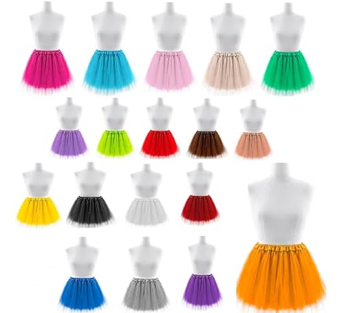 Partilandia Tutu mit Saum in verschiedenen Farben, 45 cm, für Erwachsene (Orange) von Partilandia