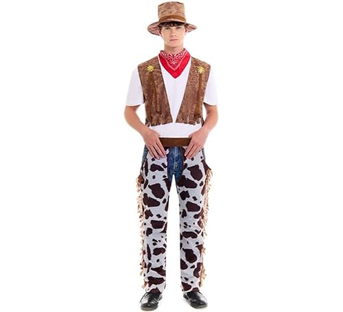 Partilandia Western-Cowboy-Kostüm mit Zahonen für Herren (Größe M) von Partilandia