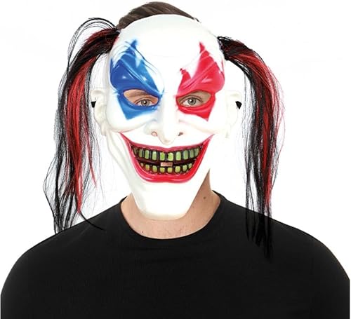 Partilandia Zweifarbige Clown-Maske mit Kunststoffzöpfen von Partilandia