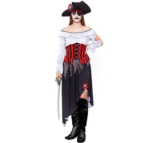 Pirat Zombie-Kostüm für Damen, Größe M von Partilandia