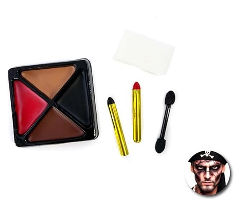 Piraten-Make-up-Set: Palette, Pinsel, Farbstifte und Schwamm Piraten-Make-up-Set: Palette, Pinsel, Farbstifte und Schwamm von Partilandia