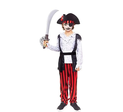Piratenkostüm Zombie, weiß, gestreift, für Kinder, 5 bis 6 Jahre Piratenkostüm Zombie, weiß, gestreift, für Kinder, 5 bis 6 Jahre von Partilandia