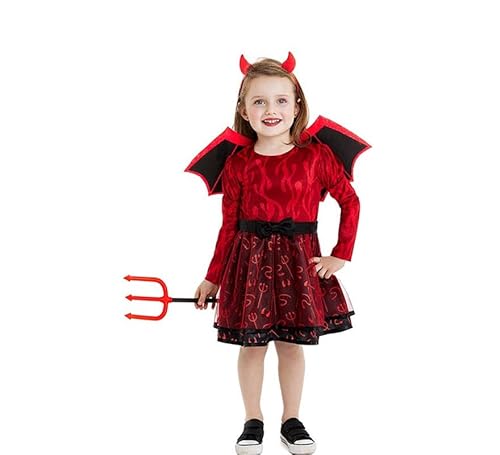 Rotes Teufelskostüm mit Stirnband und Flügeln für Baby und Mädchen (Größe 6-12 Monate) von Partilandia