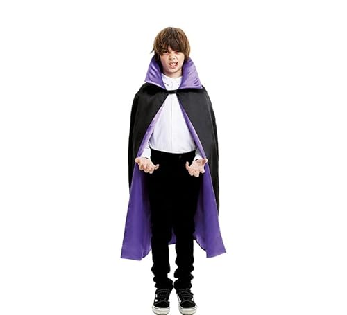 Schwarzer Vampirumhang mit violettem Kragen, für Kinder, 120 cm Schwarzer Vampirumhang mit violettem Kragen, für Kinder, 120 cm von Partilandia
