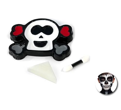 Totenkopf-Make-up-Set: Palette, Schwamm und Pinsel Totenkopf-Make-up-Set: Palette, Schwamm und Pinsel von Partilandia